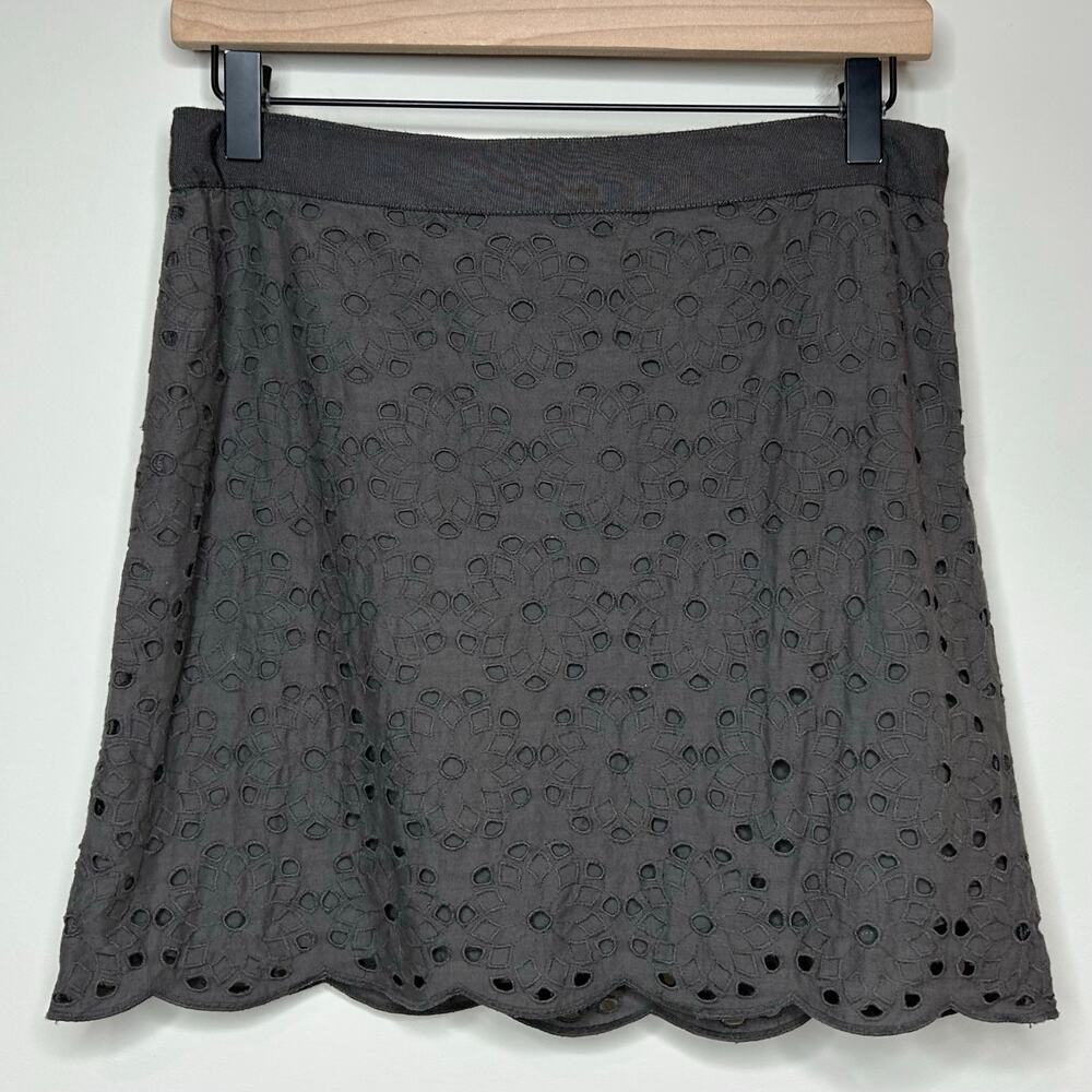 J.Crew Factory Gray Floral Eyelet Skirt Size 0